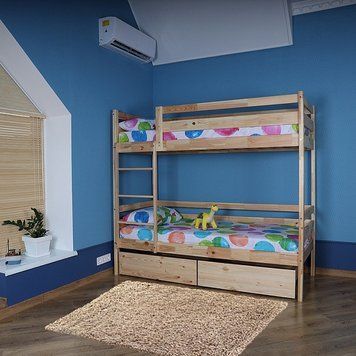 Двоярусне ліжко з ящиками лак (babyson 4) 80x190см JD44 фото